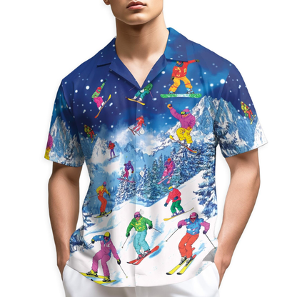 Skiing Snow Hawaiian Shirt For Men And Women, Skiing Hawaiian Shirt HE0761