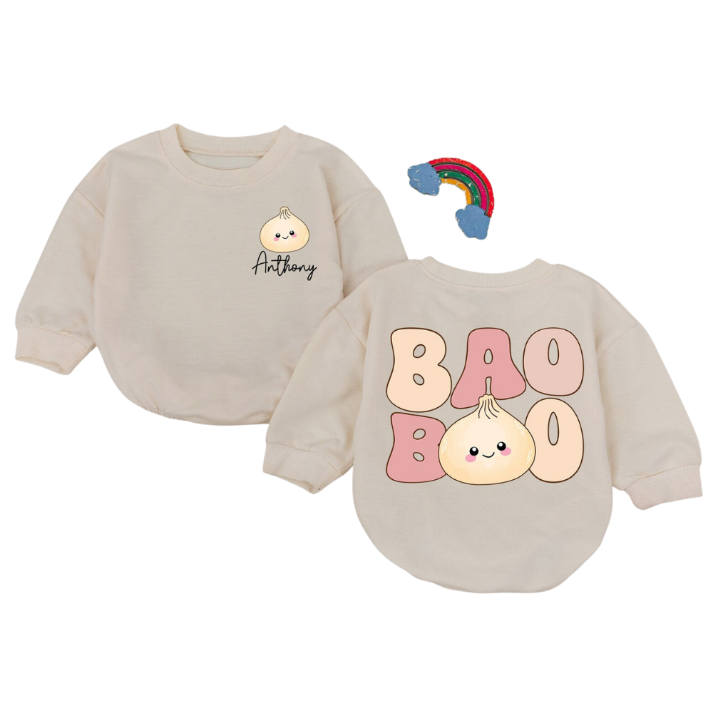 Custom Name Baby Bao Bao Romper Sweatshirt, Personalized Dimsum Baby Romper Sweatshirt BB0054
