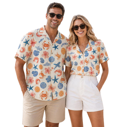 Seashell Beach Matching Family Hawaiian Shirt, Beach Family Hawaiian Shirts ET1214