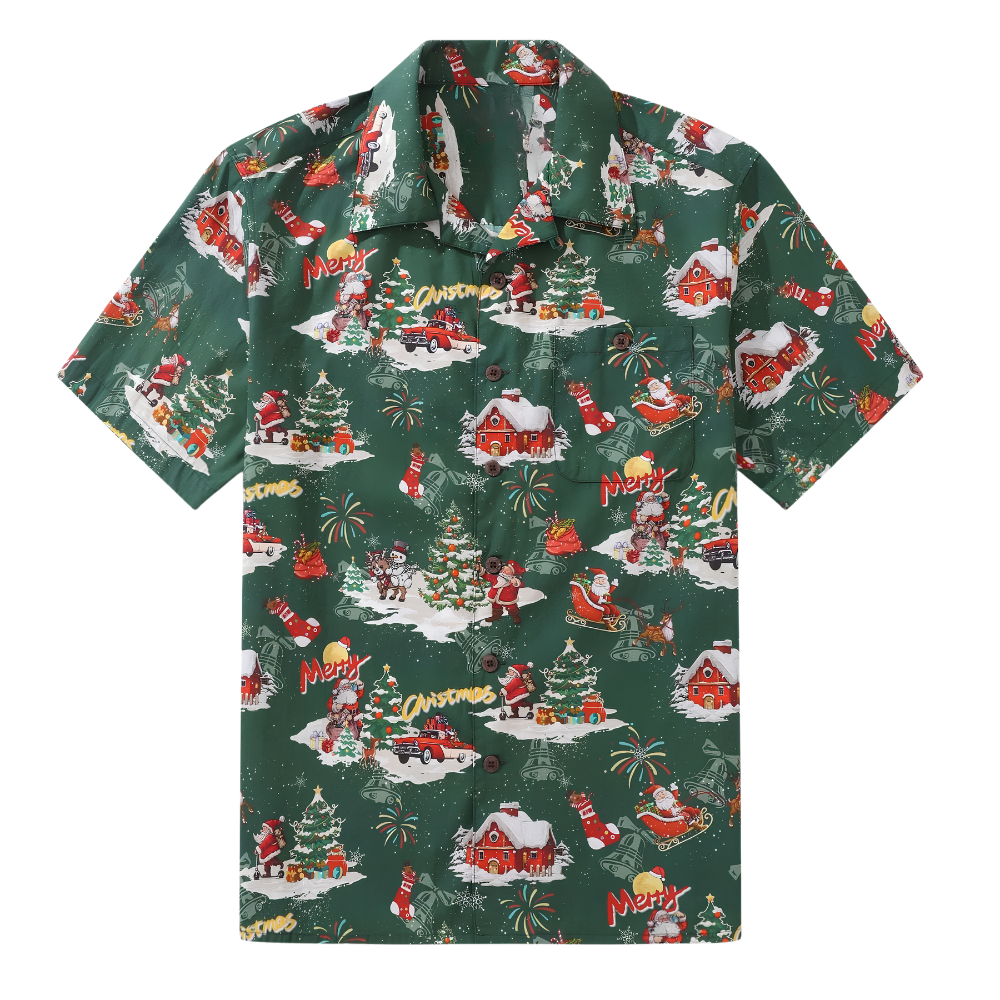 Merry Christmas Green Hawaiian Shirt For Men Women, Xmas Hawaiian Shirt HE0851