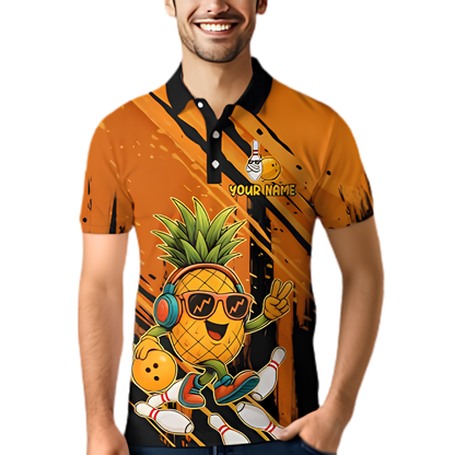 Funny Pineapple Custom Mens Bowling Polo Shirt, Custom Pineapple Bowling Team Shirt BZ0910