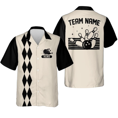 Custom Retro Mint Beige Bowling Hawaiian Shirt, Custom Team Bowling Shirt BE0227