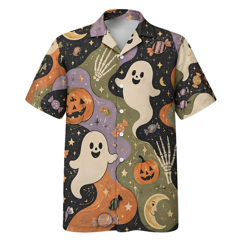 Funny Ghost Pumpkin Hawaiian Shirt, Halloween Hawaiian Shirt HE0814