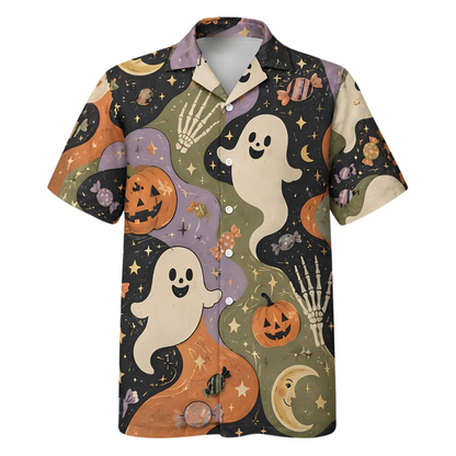 Funny Ghost Pumpkin Hawaiian Shirt, Halloween Hawaiian Shirt HE0814