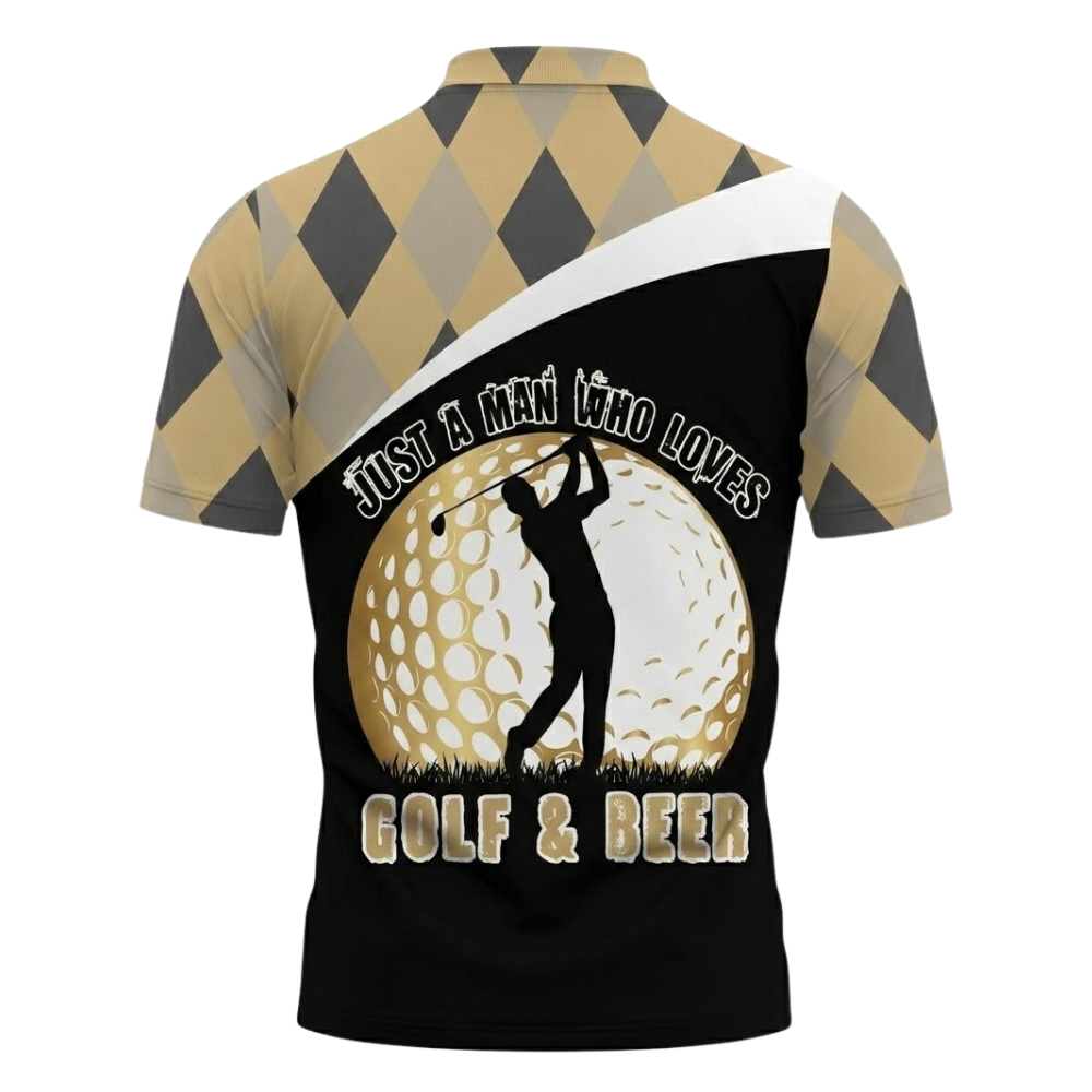 Just A Man Who Loves Golf And Beer Custom Golf Polo Shirt For Men, Custom Beer Golf Shirt GE0557
