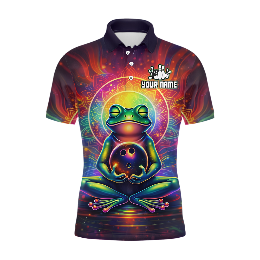 Custom Frog Colorfull Bowling Polo Shirt Men, Custom Frog Bowling Team Shirt BZ0901