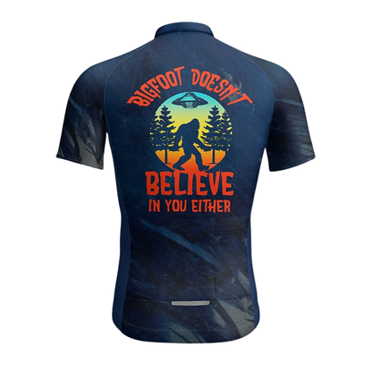 Bigfoot Doesn't Believe In You Either Short Sleeve Cycling Jersey For Men, Funny Sasquatch Cycling Jerseys CZ0154