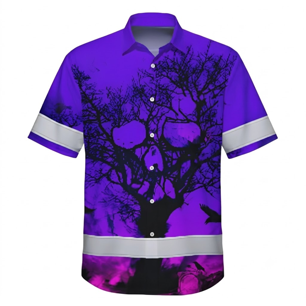 Custom Skull Purple Hawaiian Shirt For Men, Custom Name Skull Hawaiian Shirt HE0748
