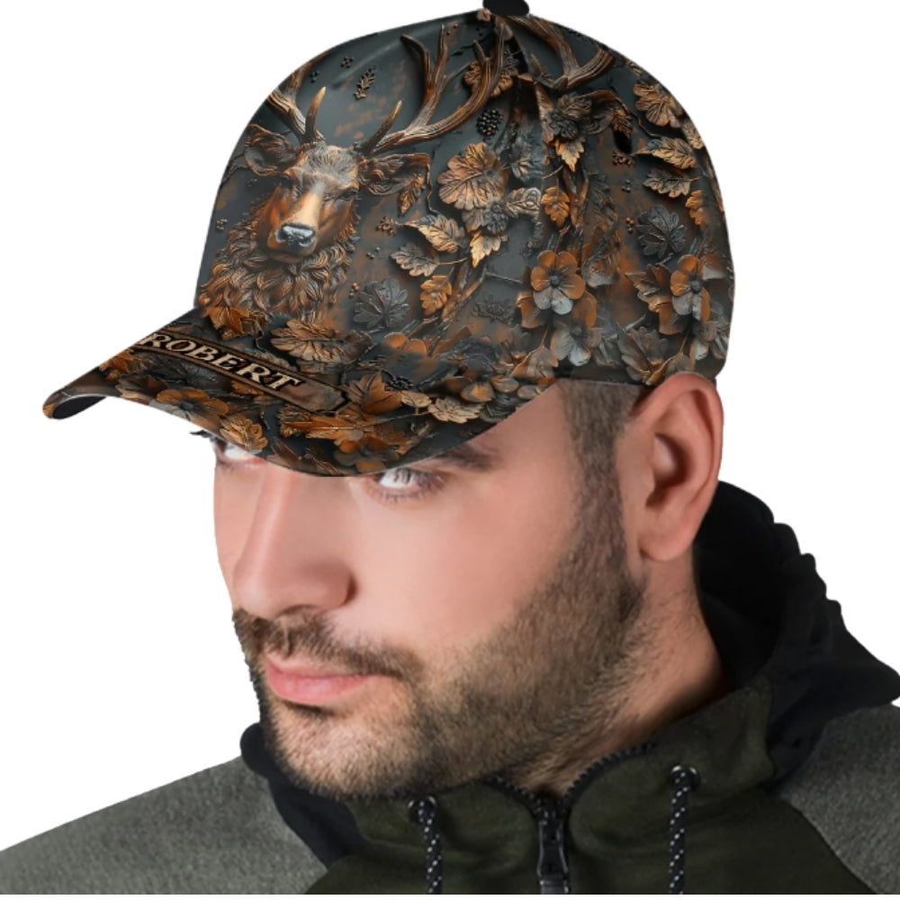 Personalized Deer Hunting Baseball Cap 3D Printed, Custom Name Deer Hat For Hunter CP0442