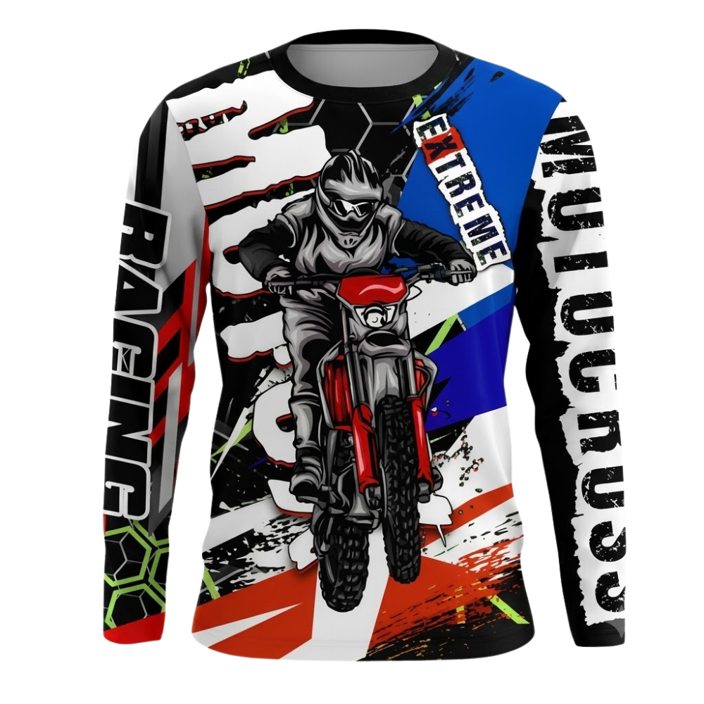 Custom Men's Hexagon Rider Motocross Long Sleeve Racing Jersey, Custom Dirt Bike Shirts MZ0145