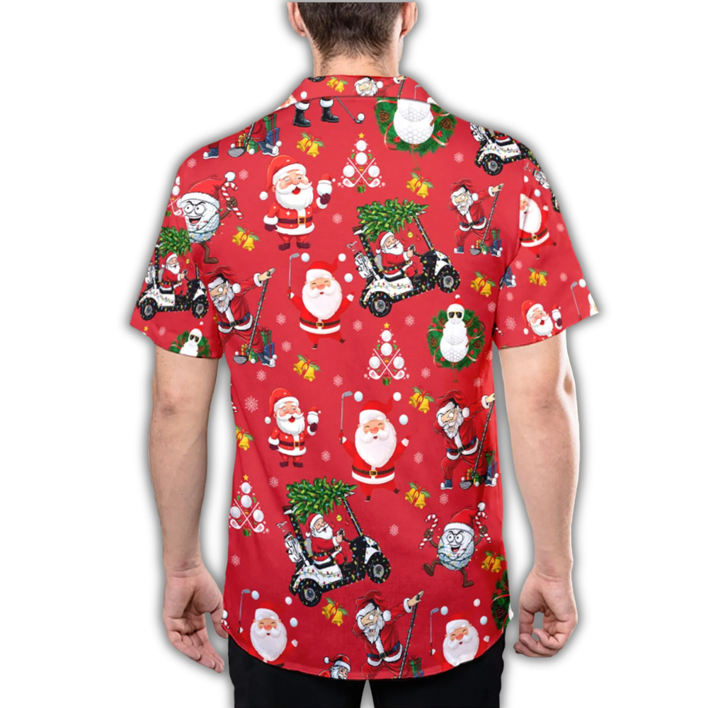 Funny Golf Santa Red Hawaiian Shirt For Men, Golf Lover Christmas Hawaiian Shirt HE0870
