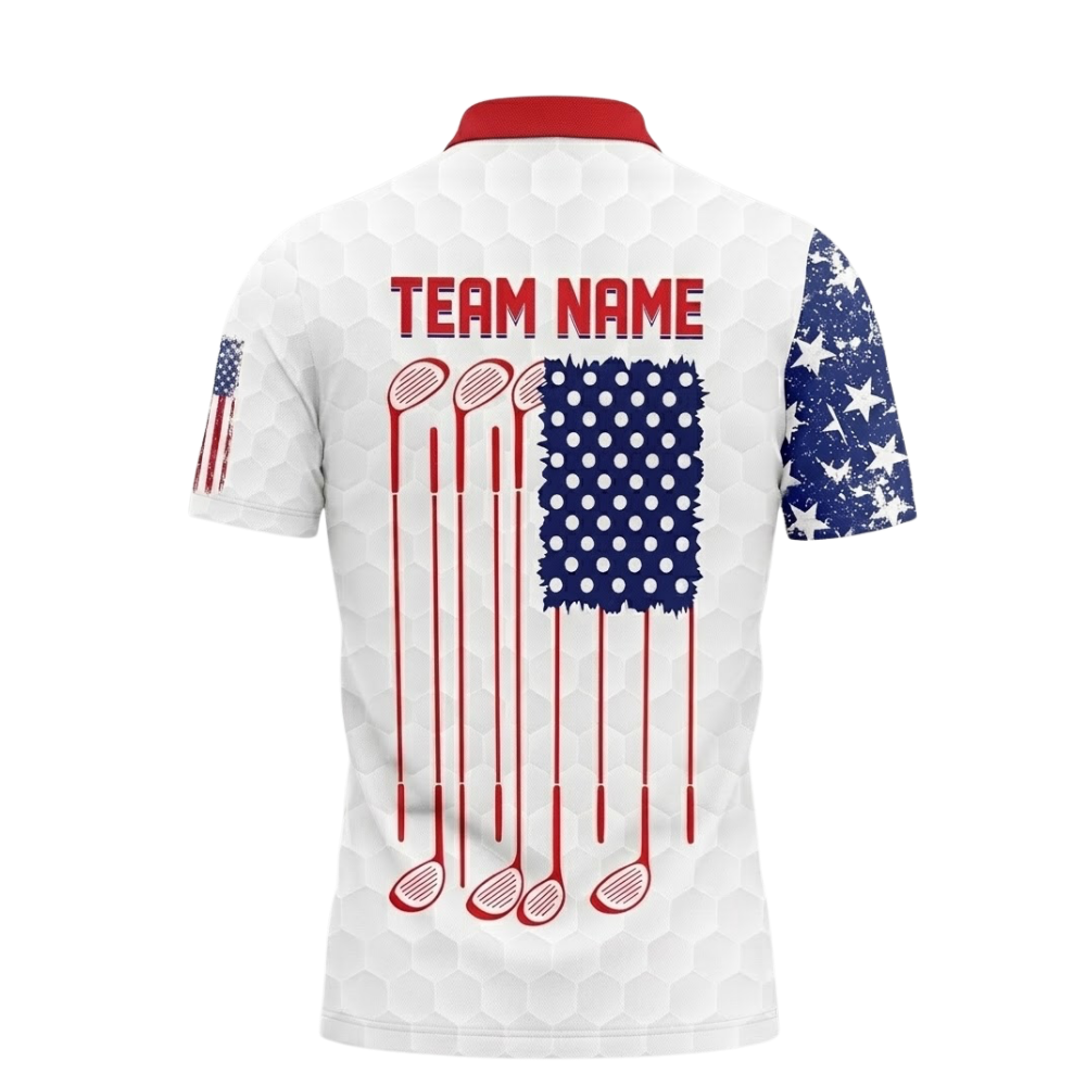 Custom American Flag Golf Polo Shirt For Mens, Custom Team Patriotic Golf Shirts GE0567