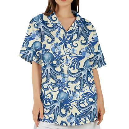 Octopus Floral Hawaiian Shirt Women Men, Octopus Hawaiian Shirts HE0686