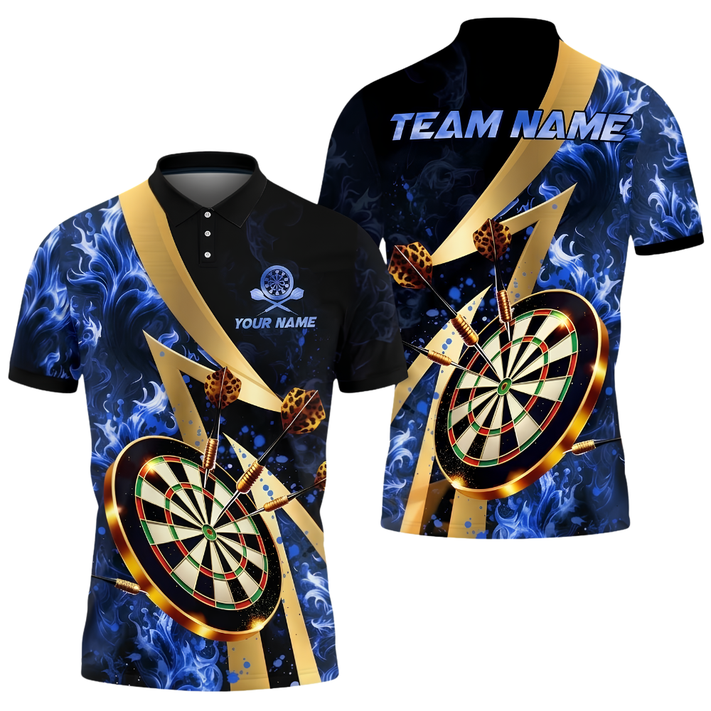 Custom Purple Flame Darts Men Polo Shirt, Custom Flame Darts Team Shirt DZ0172
