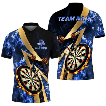 Custom Purple Flame Darts Men Polo Shirt, Custom Flame Darts Team Shirt DZ0172