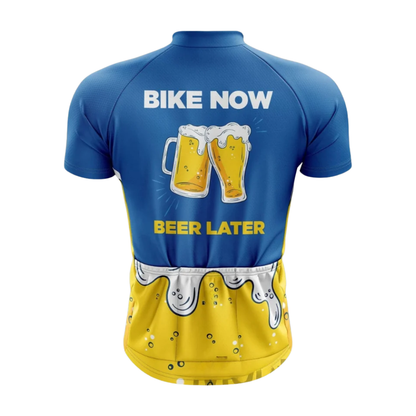 Bike Now Beer Later Cycling Short Sleeve Jersey Mens, Beer Cycling Jersey CG0880