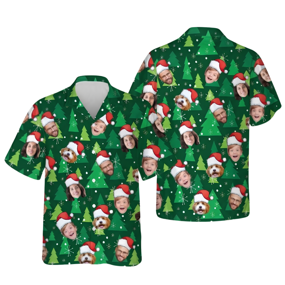 Custom Faces Christmas Hawaiian Shirt For Men Women, Custom Christmas Hawaiian Shirt With Photo HE0868