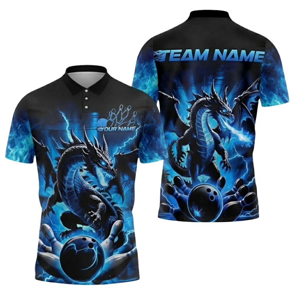 Custom Dragon Bowling Polo Shirt For Men, Custom Team Dragon Bowling Shirts BZ0835