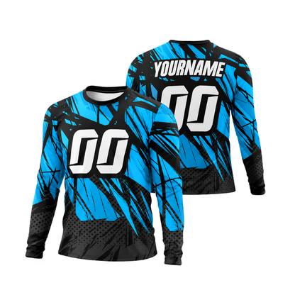 Custom Name Number Grunge Men's Dirt Bike Long Sleeve Jersey, Custom Dirt Bike Shirts MZ0121
