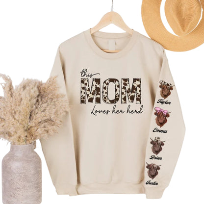 Custom This Mama Loves Her Herd Sweatshirt, Custom Cow Sweatshirt For Mom 2D0560