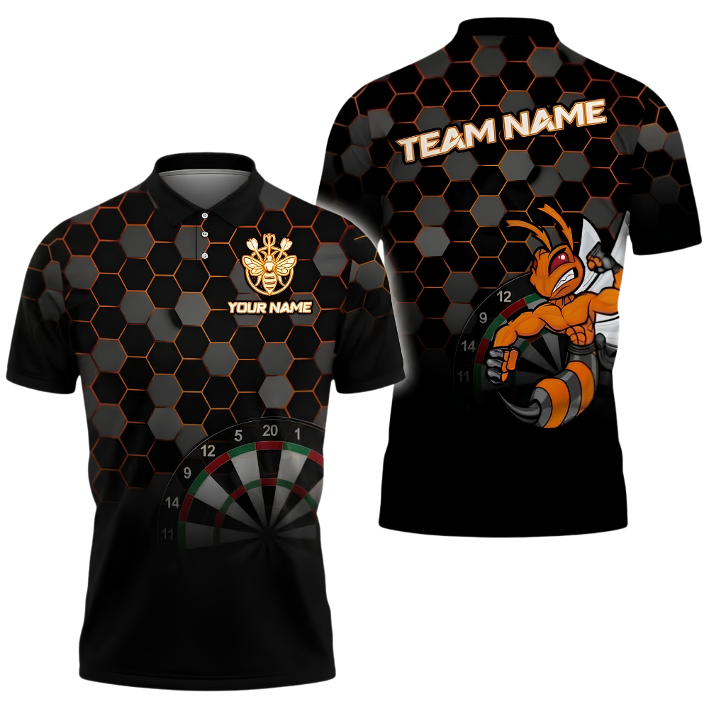 Custom Bee Honeycomb Darts Polo Shirt For Men, Custom Bee Dart Team Shirt DZ0173