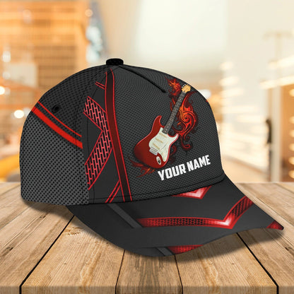 Custom Name Baseball Guitar Cap For Men And Woman, Musican 3D Cap, Guitarist Cap Hat For Summer CO0437