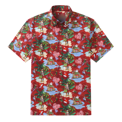 Tropical Santa Hawaiian Shirt Mens, Christmas Hawaiian Shirt HE0849