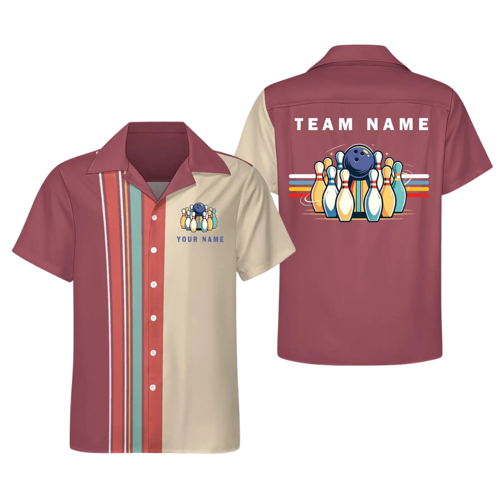 Custom Retro Bowling Hawaiian Shirt Men Women, Custom Retro Bowling Team Shirt BE0251