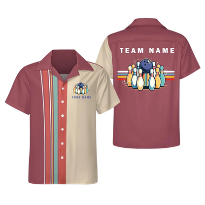 Custom Retro Bowling Hawaiian Shirt Men Women, Custom Retro Bowling Team Shirt BE0251