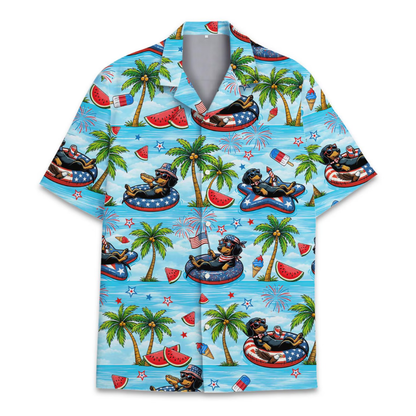 Dachshund USA Flag Beach Hawaiian Shirt For Men Women, Dachshund Patriotic Hawaiian Shirts HE0717