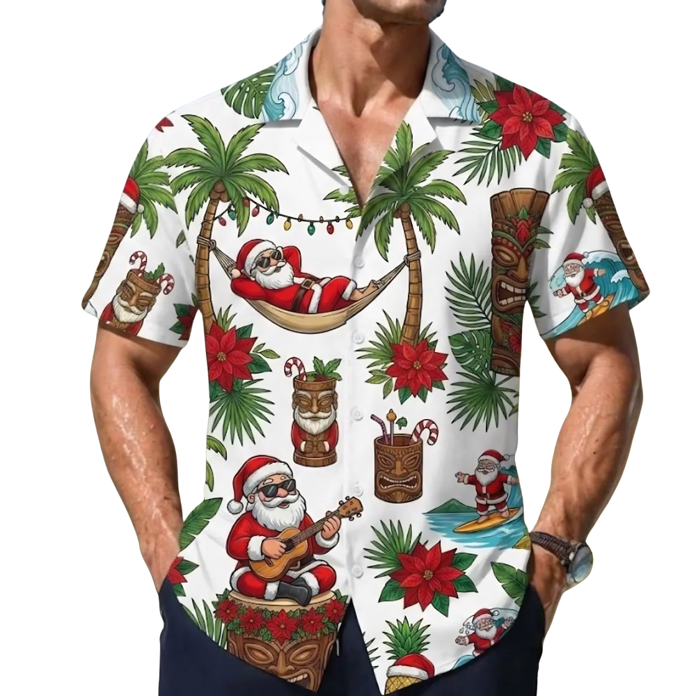 Funny Santa Tropical Hawaiian Shirt Men Women, Christmas Aloha Hawaiian Shirt HE0862