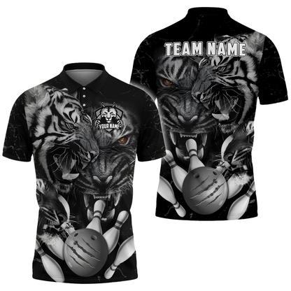 Custom Tiger Bowling Polo Shirt For Men, Custom Tiger Bowling Team Shirts BZ0904