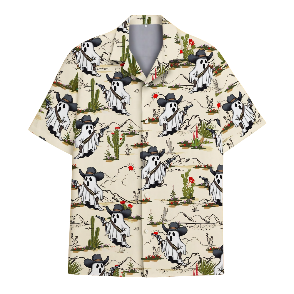Ghost Cowboy Funny Hawaiian Shirt, Western Halloween Hawaiian Shirt HE0812