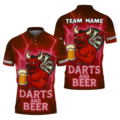 Custom Darts And Beer Bull Darts Polo Shirt For Men, Custom Beer Darts Team Shirts DE0002
