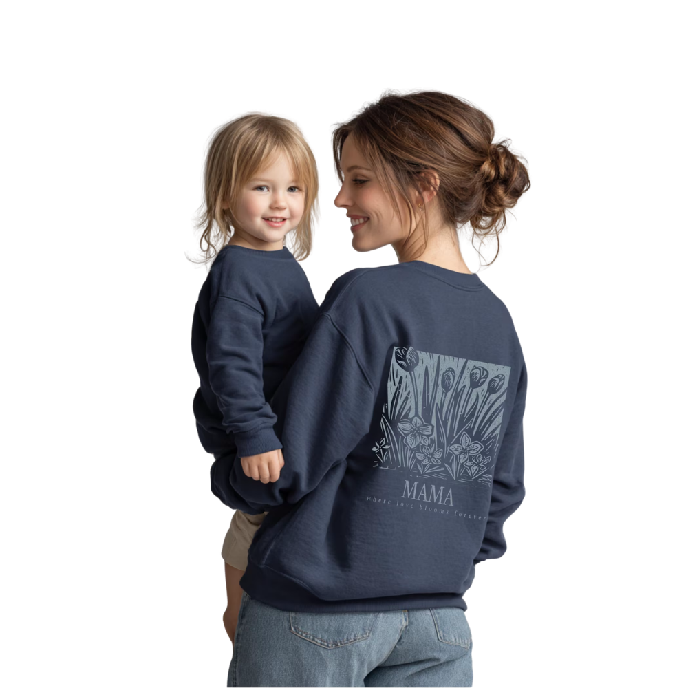 Mama And Mini Where Love Blooms Forever Boho Floral Sweatshirt, Matching Floral Mommy And Mini Sweatshirt ET1399