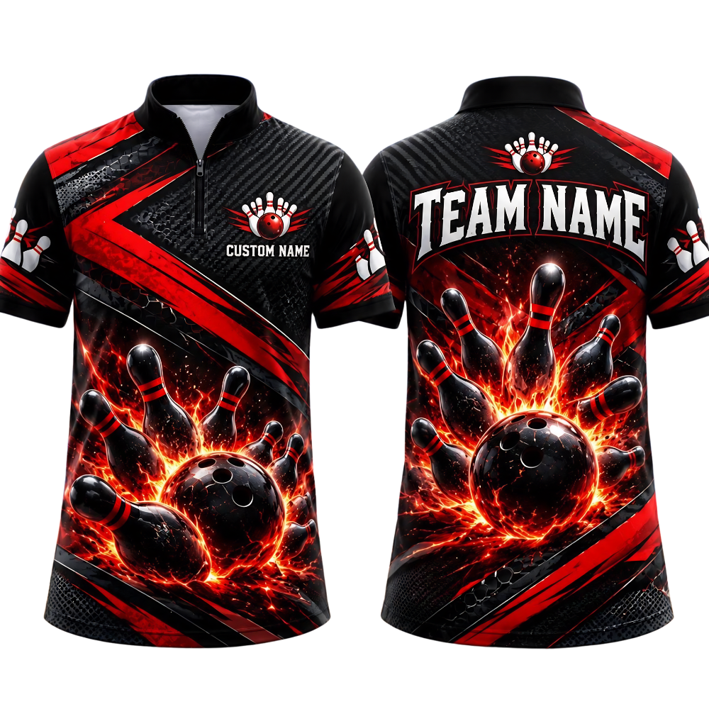 Custom Team Blue Lightning Bowling Jersey For Men, Custom Bowling Shirt BE0256