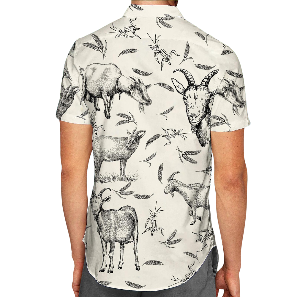 Vintage Goat Men's Hawaiian Shirt, Goat Hawaiian Shirt HE0353