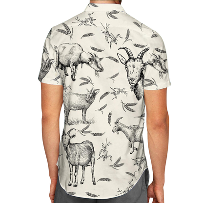 Vintage Goat Men's Hawaiian Shirt, Goat Hawaiian Shirt HE0353