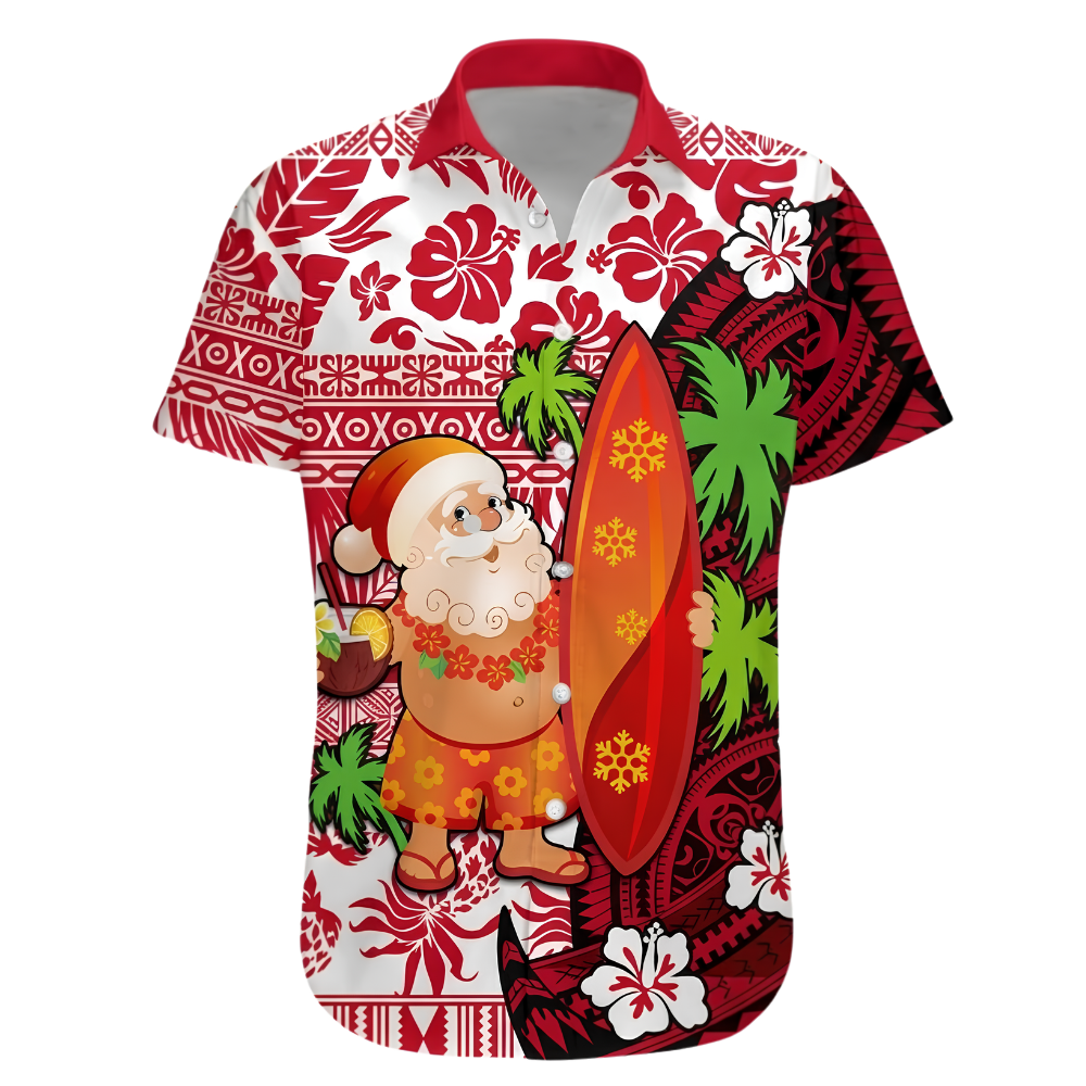 Santa Surfing Tribal Hawaiian Shirt For Men Women, Funny Christmas Hawaiian Shirt HE0848