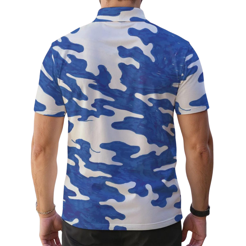 Camouflage Blue Matching Golf Shirts For His And Her, Camo Couple Golf Mathching Shirts GE0575