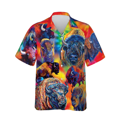 Bison Colorful Hawaiian Shirt For Men, Bisons Hawaiian Shirt HE0649