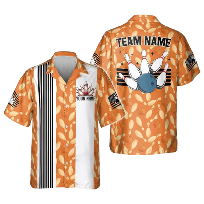 Custom Retro Blue Hawaiian Bowling Shirts, Custom Bowling Team Shirts BE0056