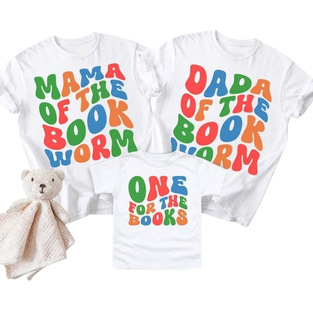 One For The Books Custom Matching First Birthday Family T Shirts, Custom Bookworm 1st Birthday Shirts For Family ET0484