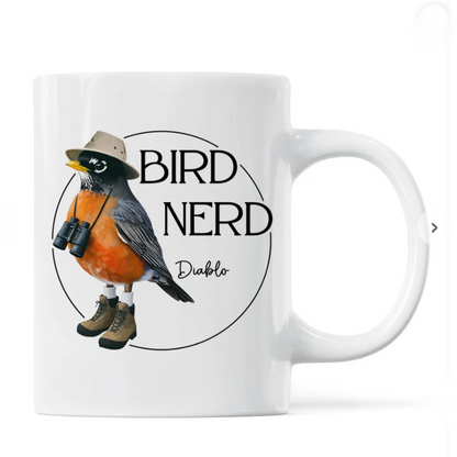 Personalized Bird Nerd Funny Bird Watcher Mug, Custom Name Twitcher Mug, Personalized Mug For Bird Lover TD0011