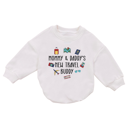 Mommy & Daddy's New Travel Buddy Baby Romper Sweater, Travel Baby Romper Sweatshirt BB0178