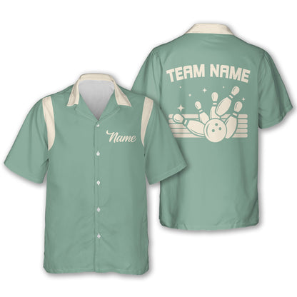 Custom Navy Blue Bowling Hawaiian Shirts For Men, Custom Bowling Team Shirts BE0055