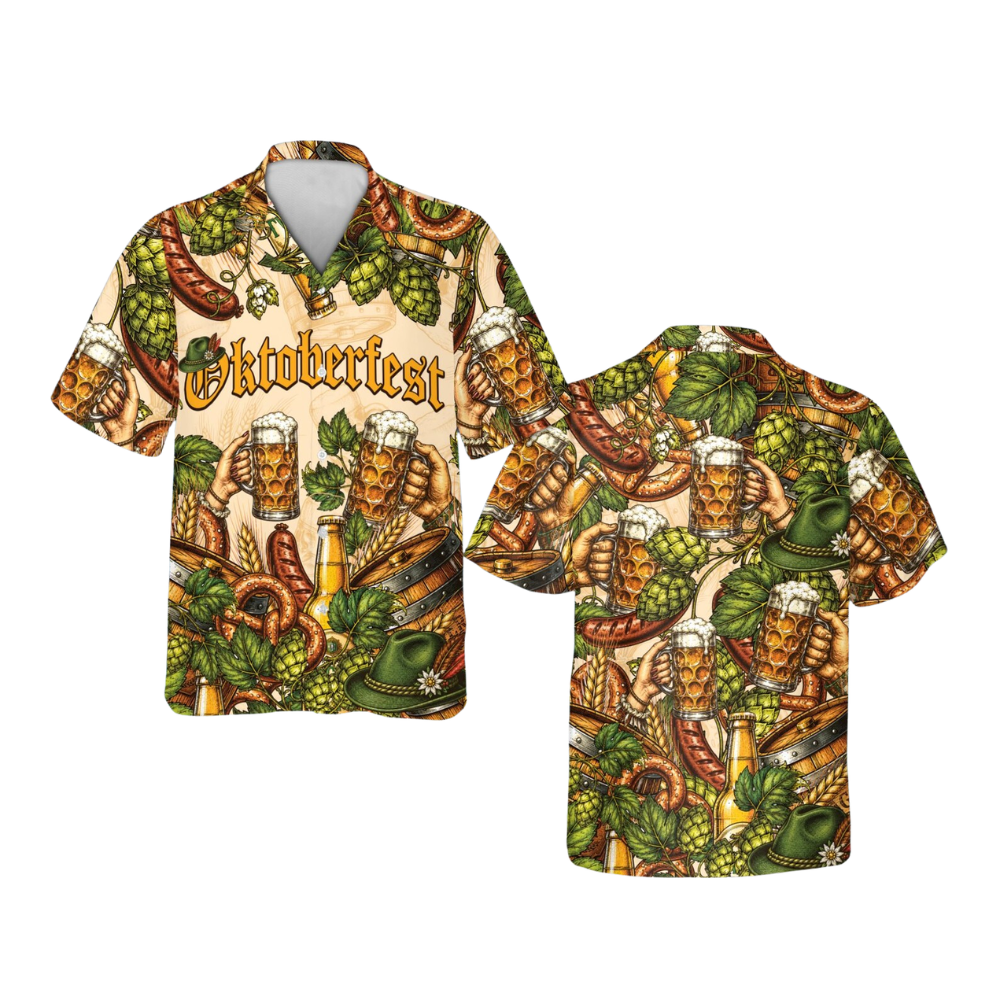 Oktoberfest Beer Tropical Hawaiian Shirt Men, Oktoberfest Hawaiian Shirt HE0631