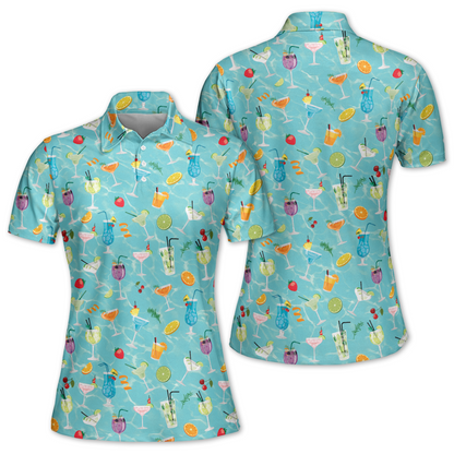 Cocktail Women's Golf Polo Shirt, Cocktail Golf Shirts For Ladies GW0078