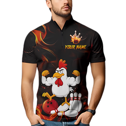 Custom Funny Rooster Bowling Jersey For Men, Custom Chicken Bowling Team Shirt BZ0895