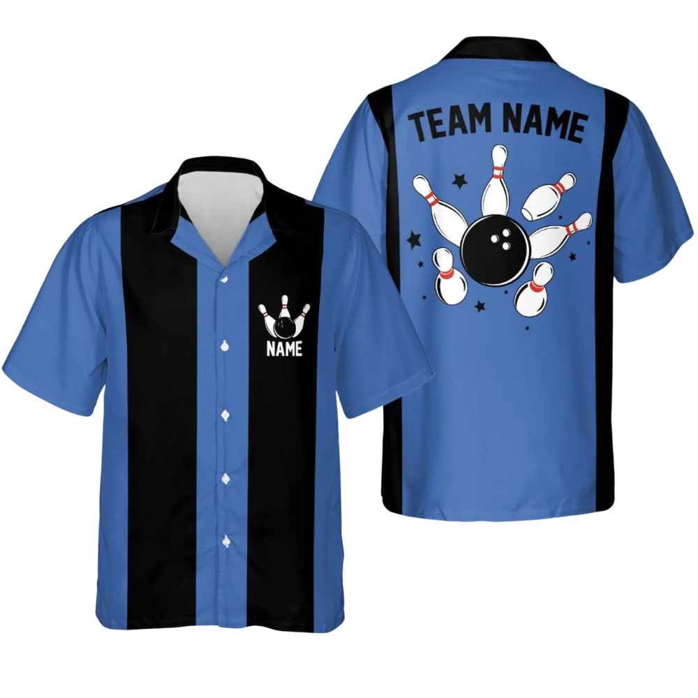 Custom Vintage Black Green Bowling Hawaiian Shirt Men, Custom Vintage Team Bowling Shirt BE0230